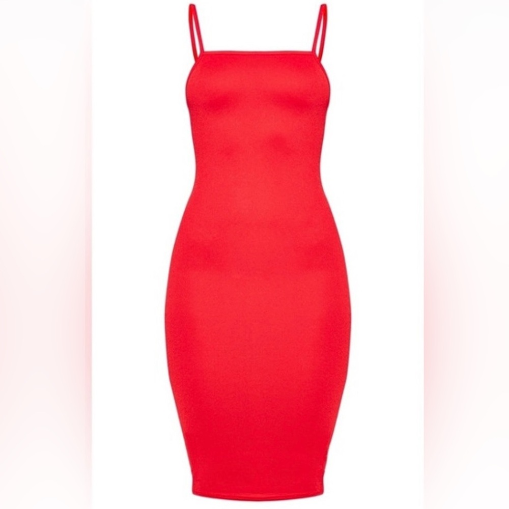 PrettyLittleThing Red Midi Dress